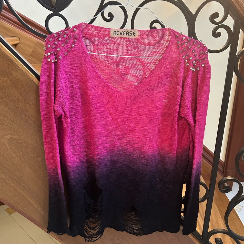 Ombré Distressed Sweater